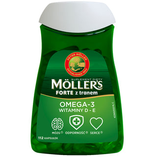 Nahrungsergänzungsmittel mit Omega-3-Fettsäuren und Vitamin D - E Forte Moller's 112 Kapseln - 1