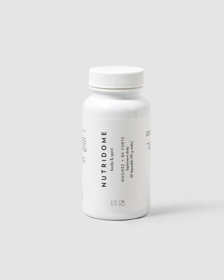 Magnesium + B6 Forte Tabletten gegen Bein- und Wadenkrämpfe, Müdigkeit und Stress Nutridome 60 Kapseln - 1