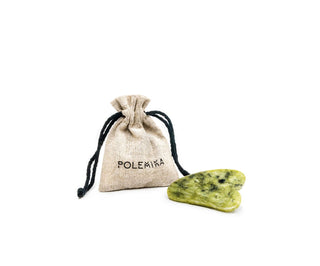 Gua Sha-Platte aus Jadeit in recycelter Baumwolltasche Polemika - 1