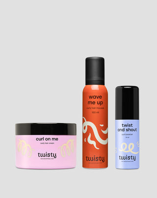 Set aus Creme + Mousse + Booster zur Pflege und zum Stylen von lockigem und welligem Haar Twisty - 1