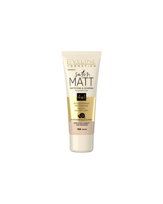 Mattierende Foundation mit gefiltertem Schneckenschleim Nr. 104 Beige Satin Matt Eveline - 1