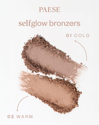 Bronzer prasowany Selfglow 01 Cold ze składnikami aktywnymi do konturowania twarzy Paese