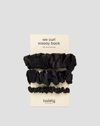 Set schwarze Seidenhaarbänder aus 100% Naturseide Twisty 3-tlg. - 1